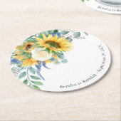 Rustikale Sonnenblumen und Rose Blumenzehen Runder Pappuntersetzer (Angewinkelt)