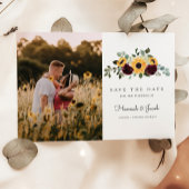 Rustikale Sonnenblumen und Rose Foto Save the Date