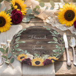 Rustikale Sonnenblumen und Rose Hochzeit von Holz Pappteller