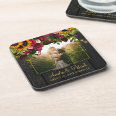 Rustikale Sonnenblumen und Rose Hochzeitssommer Fo Getränkeuntersetzer (Linke Seite)