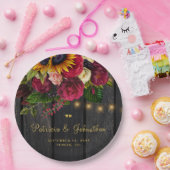 Rustikale Sonnenblumen und Rose maßgeschneidertes  Pappteller (Party)