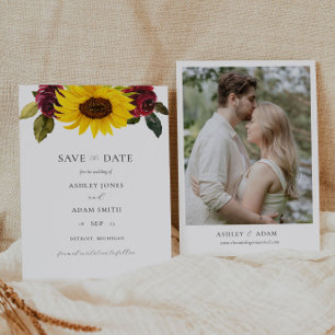 Rustikale Sonnenblumen und Rose Save the Date Einladung