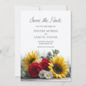 Rustikale Sonnenblumen und Rosen Hochzeit - Termin Save The Date (Vorderseite)