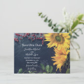 Rustikale Sonnenblumen und Schiefer Rettete unser Einladung (Stehend Vorderseite)