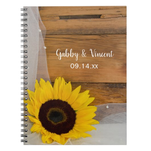 Rustikale Sonnenblumen- und Schleierhochzeit Notizblock (Vorderseite)