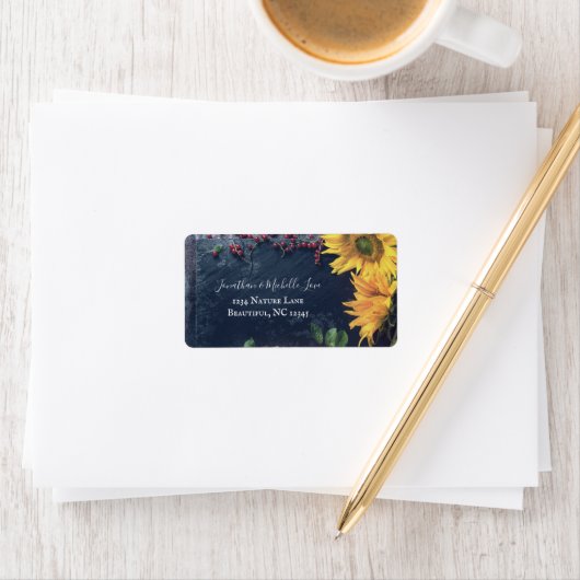 Rustikale Sonnenblumen und Slate Country-Adresse Adressaufkleber (Insitu)