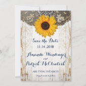 Rustikale Sonnenblumen und Spitzen Save the Date (Vorderseite)