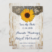 Rustikale Sonnenblumen und Spitzen Save the Date (Vorne/Hinten)