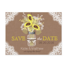 Rustikale Sonnenblumen und Spitzen Save the Date