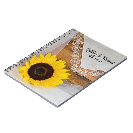 Rustikale Sonnenblumen- und Spitzenlandschaften Notizblock (Linke Seite)