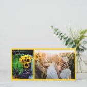 Rustikale Sonnenblumen und Stiefel heiraten das Da Save The Date (Stehend Vorderseite)