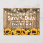 Rustikale Sonnenblumen und Strandleuchten Save the Ankündigungspostkarte (Vorderseite)