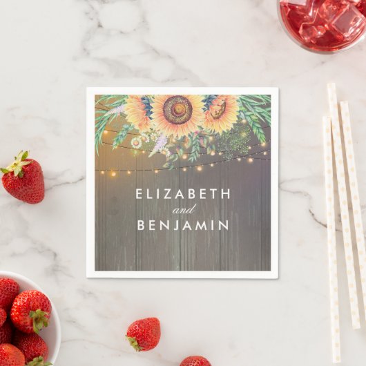 Rustikale Sonnenblumen und Streichelleuchten Serviette (Beispiel)