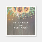 Rustikale Sonnenblumen und Streichelleuchten Serviette (Vorderseite)