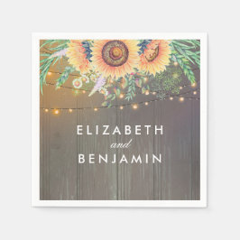 Rustikale Sonnenblumen und Streichelleuchten Serviette