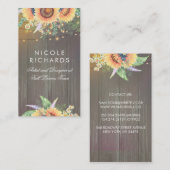 Rustikale Sonnenblumen und Streichellichtblumen Visitenkarte (Vorne/Hinten)