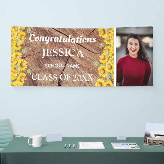 Rustikale Sonnenblumen und Textur-Abschluss Banner (Messe)