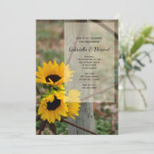 Rustikale Sonnenblumen und Wagenrad-Engagement Einladung (Stehend Vorderseite)