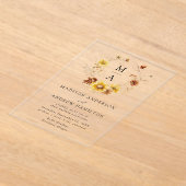 Rustikale Sonnenblumen und Wildblumen Monogramm Ho Acryleinladungen (Ablage )