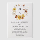 Rustikale Sonnenblumen und Wildblumen Monogramm Ho Pergament Einladungen (Vorderseite)