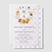 Rustikale Sonnenblumen und Wildblumen Monogramm Ho Pergament Einladungen (Versetzt (Einladung))