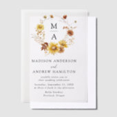 Rustikale Sonnenblumen und Wildblumen Monogramm Ho Pergament Einladungen (Versetzt)