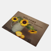 Rustikale Sonnenblumen und Zitronen Fußmatte (Schrägansicht)
