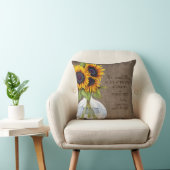Rustikale Sonnenblumen Vase Burlap Hochzeit Datum Kissen (Stuhl )