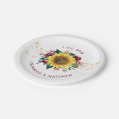 Rustikale Sonnenblumen Verlobung Licht ich mache G Pappteller (Schrägansicht)