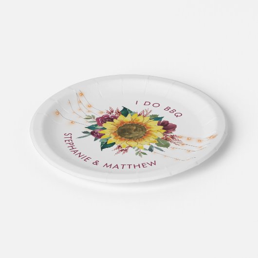 Rustikale Sonnenblumen Verlobung Licht ich mache G Pappteller (Schrägansicht)