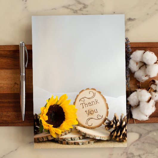 Rustikale Sonnenblumen-Wald Hochzeit Vielen Dank H Einladung