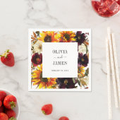 Rustikale Sonnenblumen Wasserfarbe Burgund Blütenf Serviette (Beispiel)