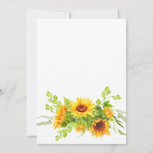 Rustikale Sonnenblumen Wasserfarbenes Brautparty Einladung (Rückseite)