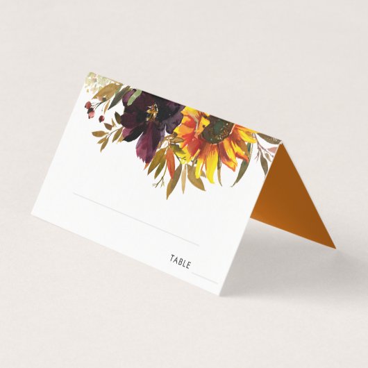 Rustikale Sonnenblumen Wasserfarbenfall Blumenzehe (Rückseite)