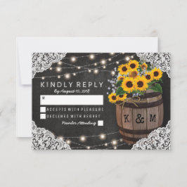 Rustikale Sonnenblumen Weinkellerei Hochzeit Einla RSVP Karte