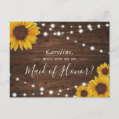 Rustikale Sonnenblumen werden Sie meine Trauzeugin Einladungspostkarte (Vorderseite)