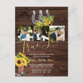 Rustikale Sonnenblumen Western Barn Horseshos Foto Postkarte (Vorderseite)