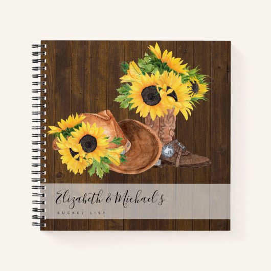 Rustikale Sonnenblumen Western BUCKET LISTE Notizblock (Vorderseite)