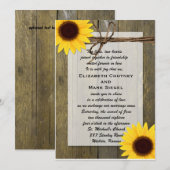 Rustikale Sonnenblumen Western Hochzeit einladen Einladung (Vorne/Hinten)