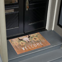 Rustikale Sonnenblumen Western Kuh Schädel Willkom