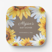 Rustikale Sonnenblumen White Daisies Brown Babydus Pappteller (Vorderseite)