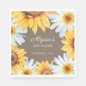 Rustikale Sonnenblumen White Daisies Brown Babydus Serviette (Vorderseite)