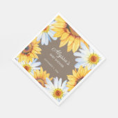 Rustikale Sonnenblumen White Daisies Brown Babydus Serviette (Ecke)