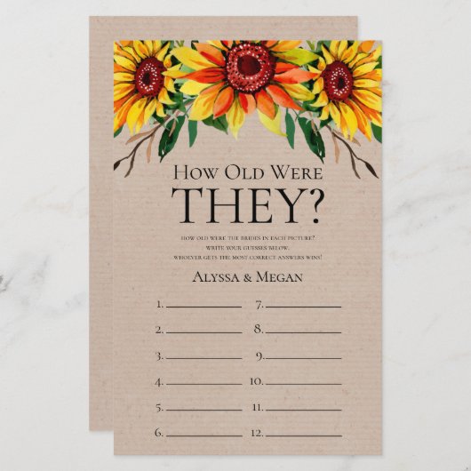 Rustikale Sonnenblumen wie alt sie waren LGBTQ (Vorne/Hinten)