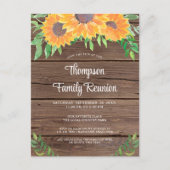 Rustikale Sonnenblumen-Wiedersehen Einladungspostkarte (Vorderseite)
