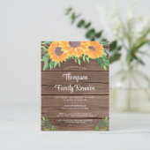 Rustikale Sonnenblumen-Wiedersehen Einladungspostkarte (Stehend Vorderseite)