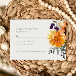 Rustikale Sonnenblumen-Wildblumen-Hochzeits-RSVP-K RSVP Karte