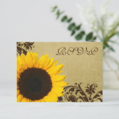 Rustikale Sonnenblumen-Wirbel Hochzeit der RSVP-An RSVP Karte (Stehend Vorderseite)