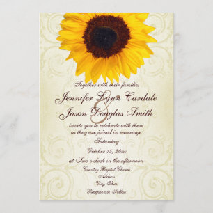 Rustikale Sonnenblumen Wirbel Hochzeit Einladung
