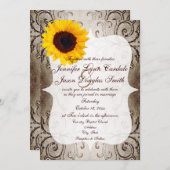 Rustikale Sonnenblumen Wirbel Hochzeitsreise Einladung (Vorne/Hinten)